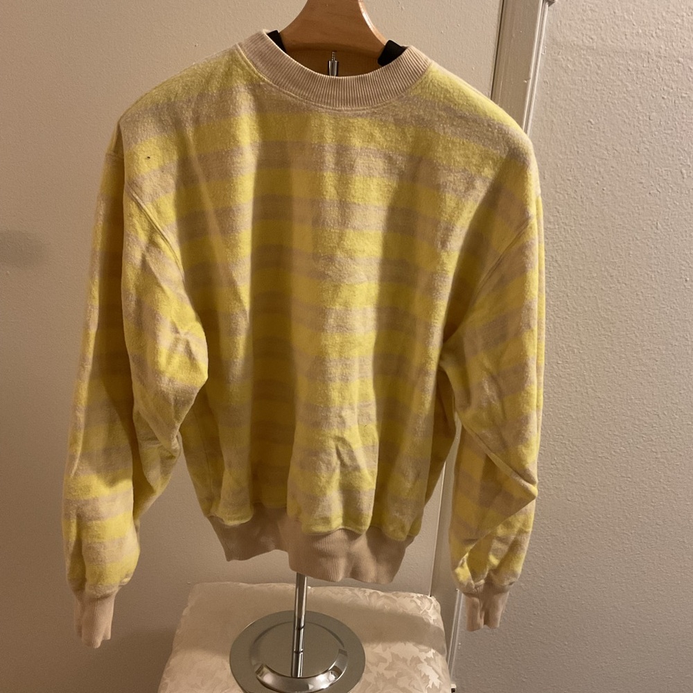 Urban Outfitters Yellow and Cream Crewneck Sweater